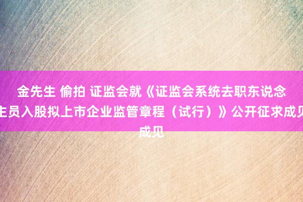 金先生 偷拍 证监会就《证监会系统去职东说念主员入股拟上市企业监管章程（试行）》公开征求成见