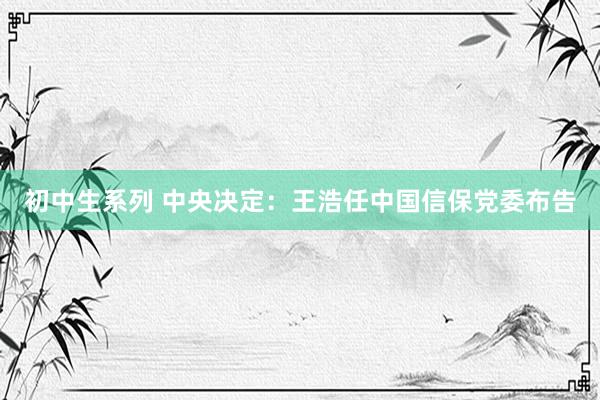 初中生系列 中央决定：王浩任中国信保党委布告