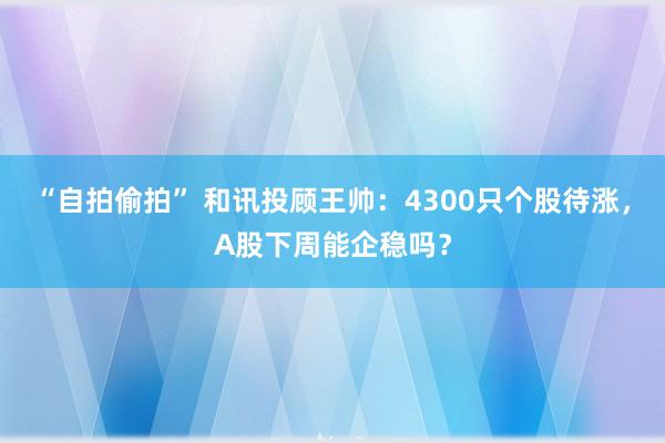 “自拍偷拍” 和讯投顾王帅：4300只个股待涨，A股下周能企稳吗？